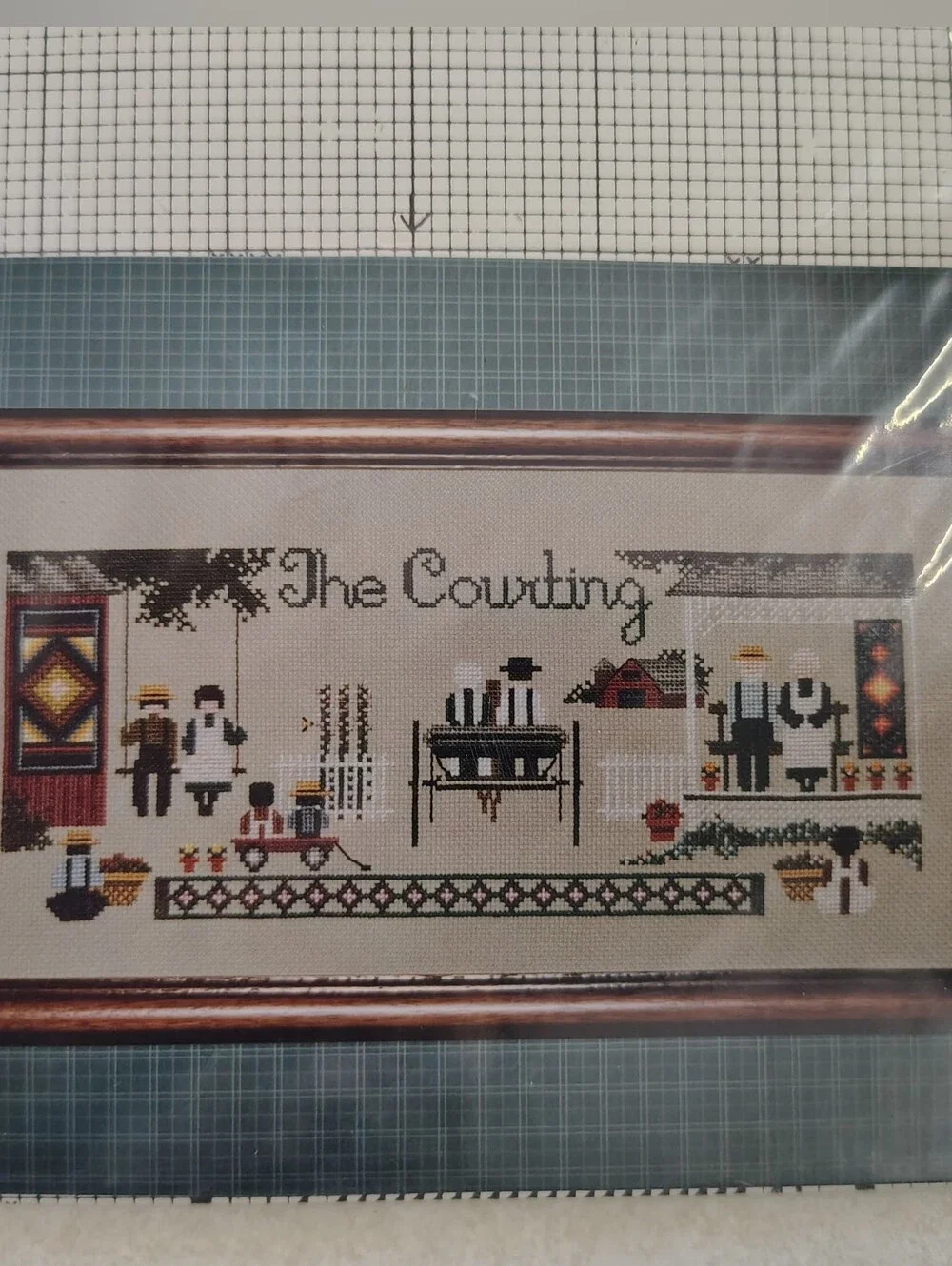 TOLD IN A GARDEN Counted Cross Stitch Chart Pattern THE COURTING Amish Vintage